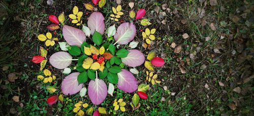 Outdoor,Activity,Autumn,Round,Mandala,Of,Green,,Red,And,Yellow